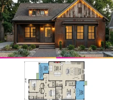 Rustic Industrial Bungalow House Plan Under 1500 Sq Ft