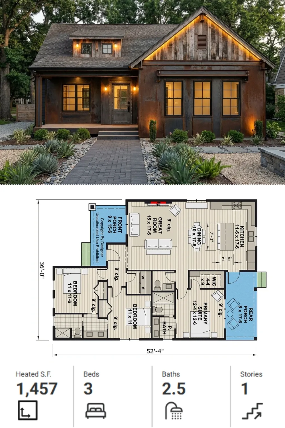 Industrial Corten Steel Small House Plan