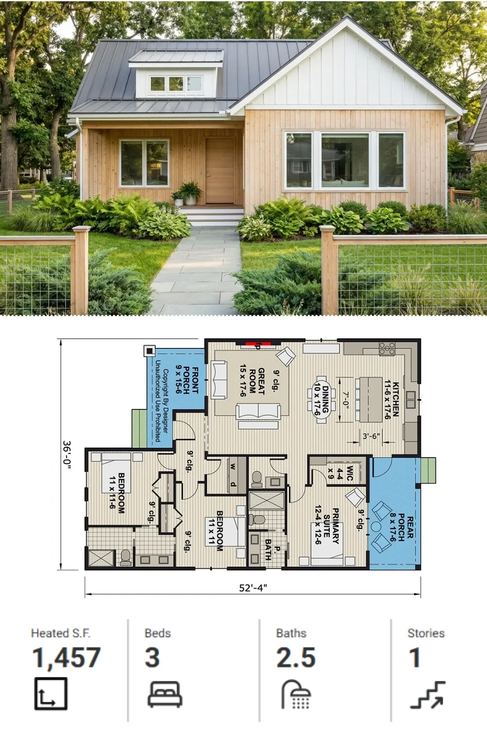 Modern Farmhouse Plan with Metal Roof