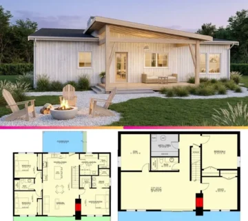 Modern 4 Bed Lake House Plan with Walkout Basement & Deck