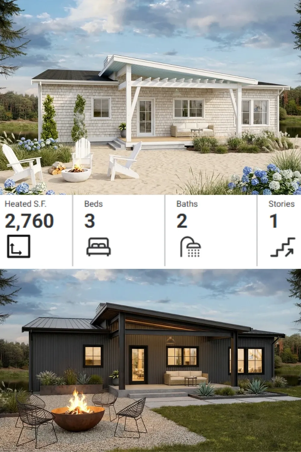 Coastal vs. Industrial: 4-Bed Modern House Plan Variations