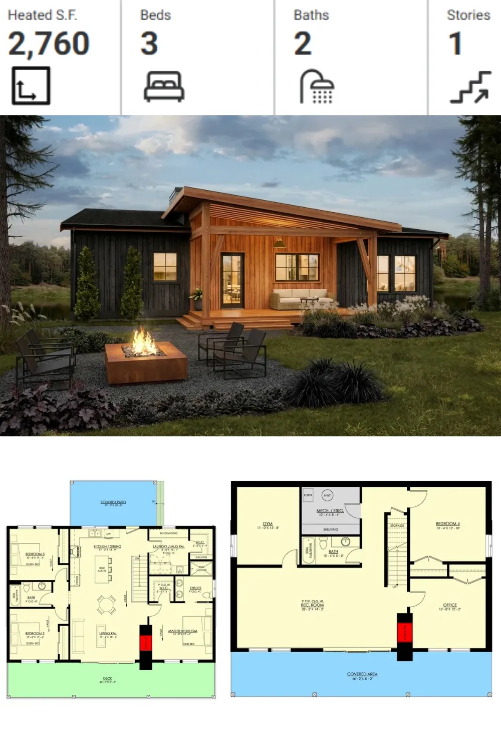 Moody Modern Cabin Plan with Finished Lower Level