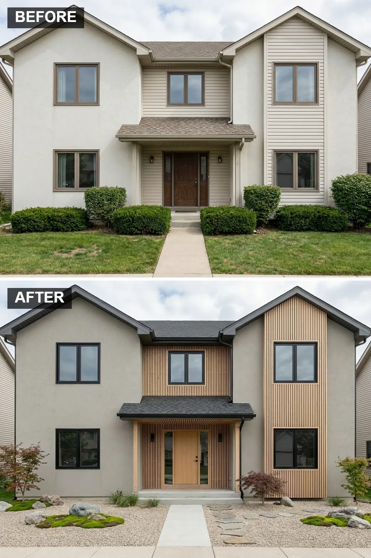 Zen Harmony with Wood Slats and Grey