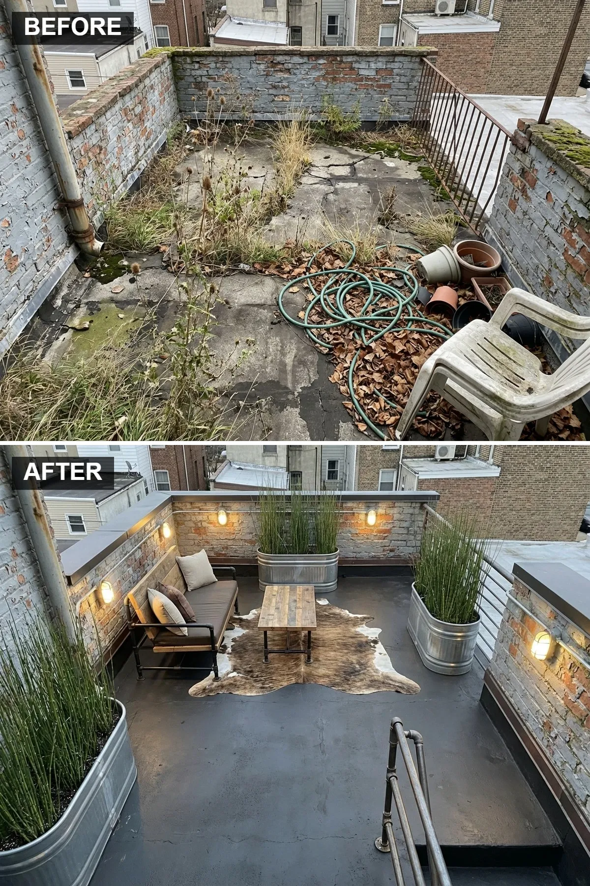 Urban Industrial Deck with Pipe Details