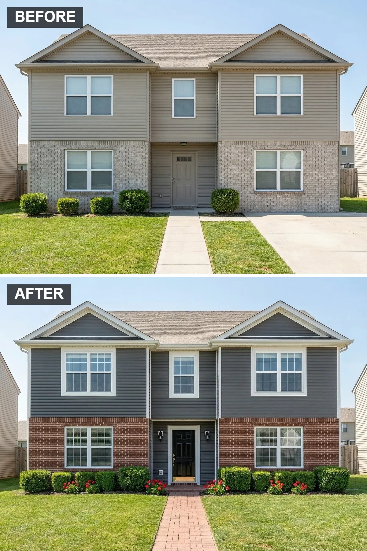 Bold Charcoal & Red Brick Revival