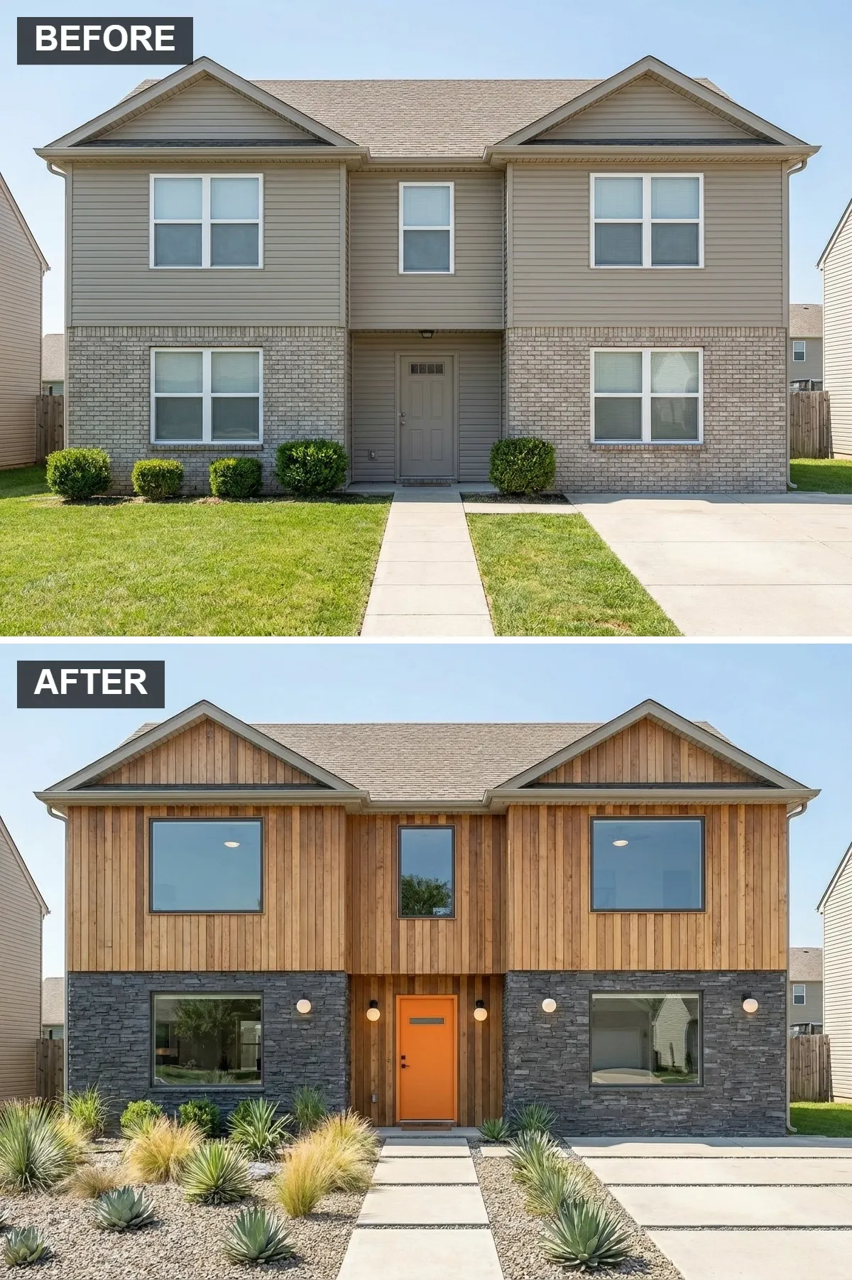 Contemporary Vertical Wood & Stone