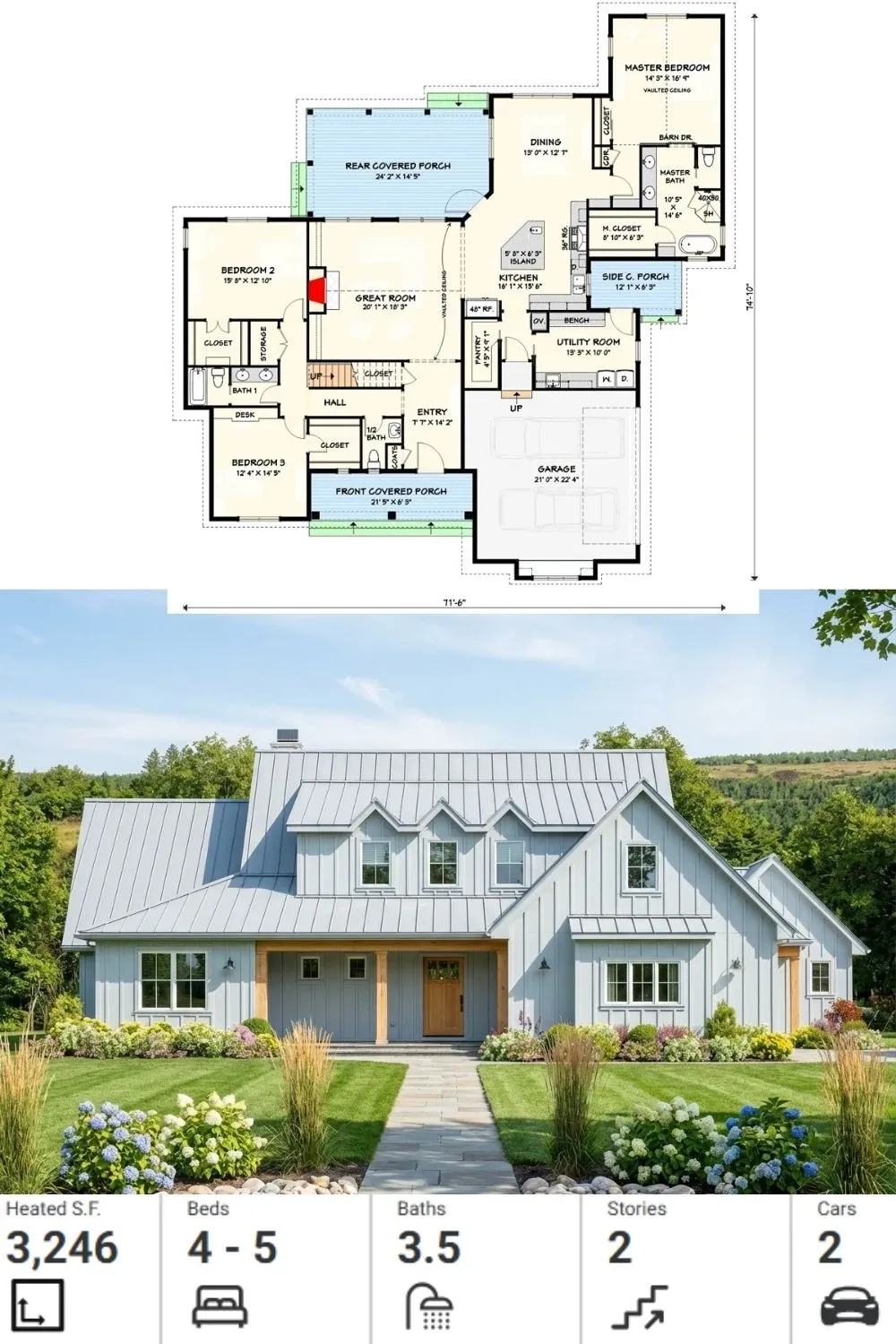 Light & Airy Farmhouse with Main Level Plan