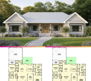 Single Story Modern Farmhouse Plan with Flex Room & Front Porch