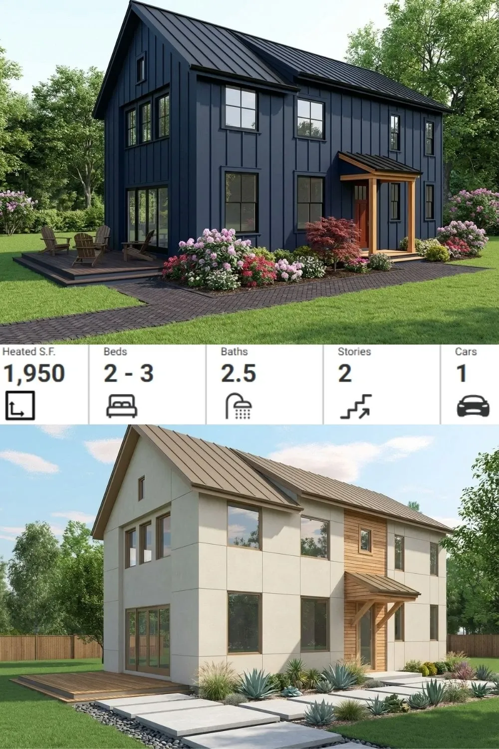 Dark Modern Barn House Plan & Facade