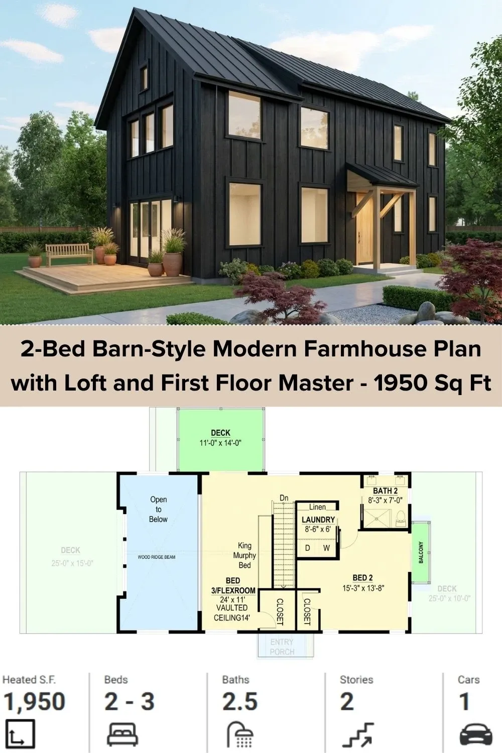 Black Barnhouse Plan with Floor Plan