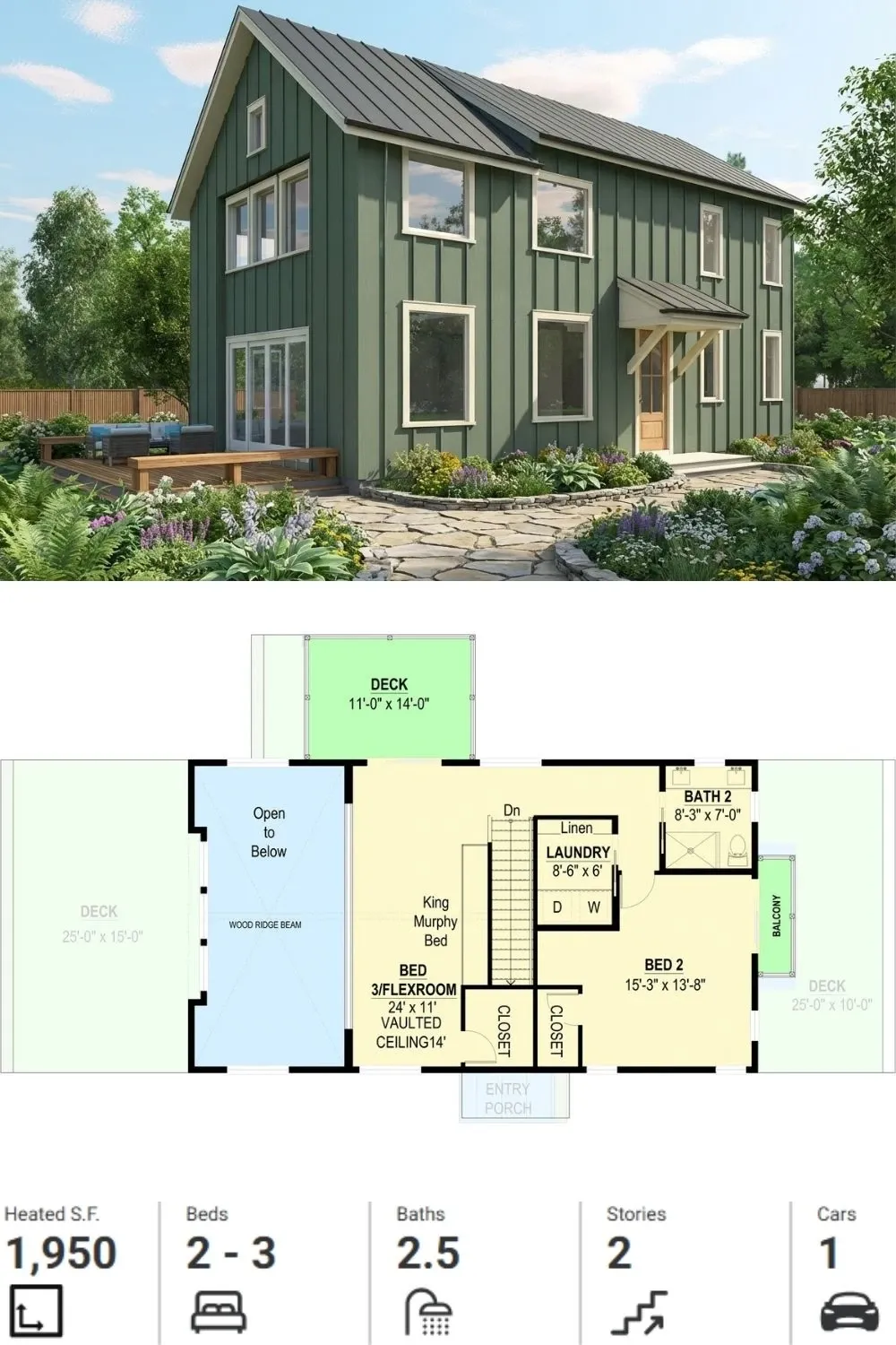 Sage Green Modern Farmhouse & Plan