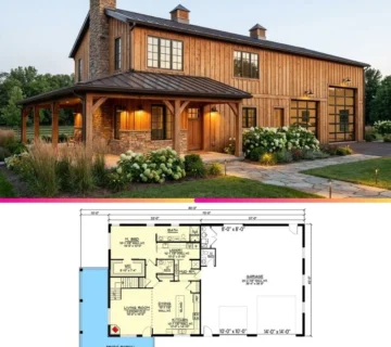 Modern Barndominium Plan with Huge Workshop Garage