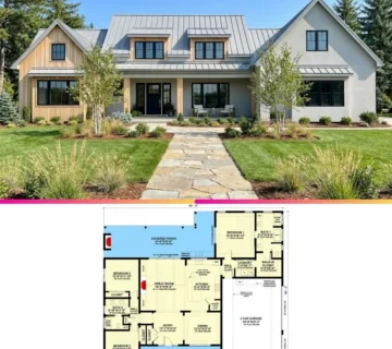 Dreamy Single Story Modern Farmhouse Plan with 3 Car Garage