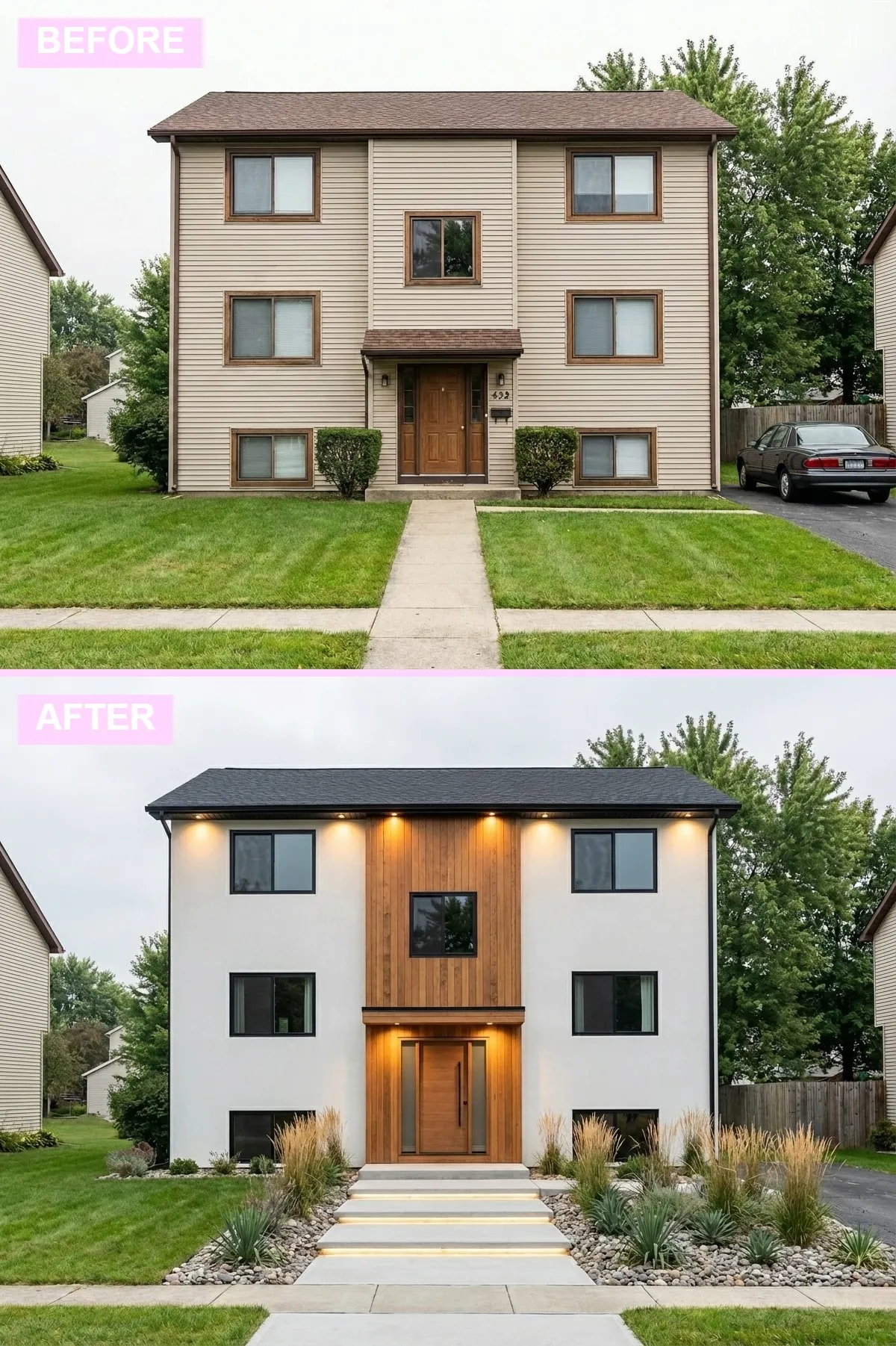 Modern Wood & Stucco Fusion