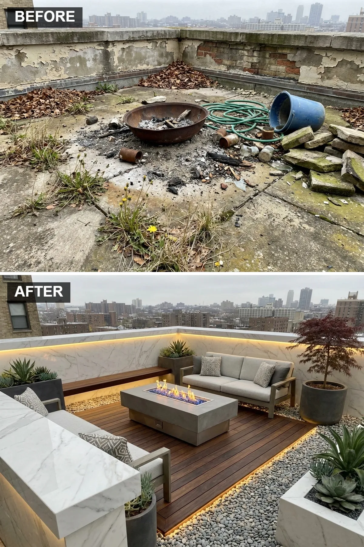 Sophisticated Marble & Wood Zen Garden