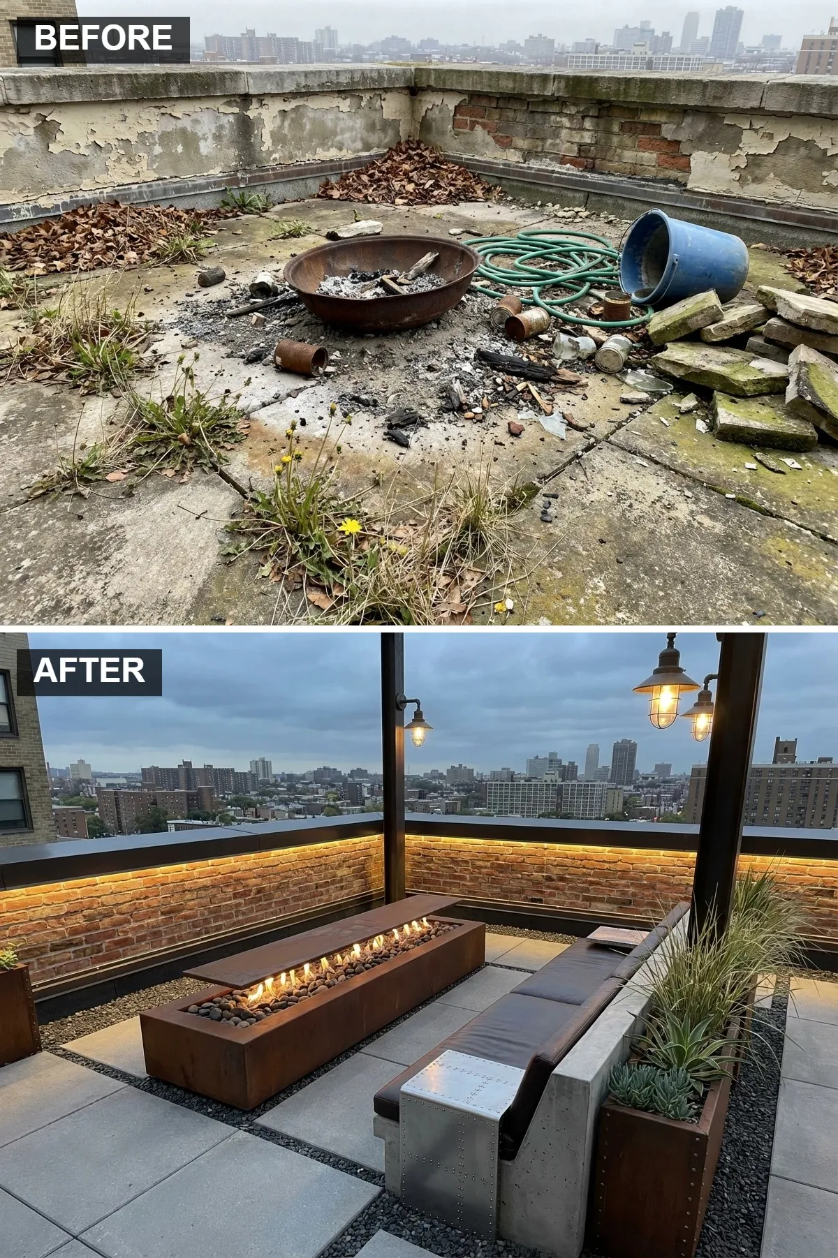 Industrial Chic with Corten Steel & Exposed Brick