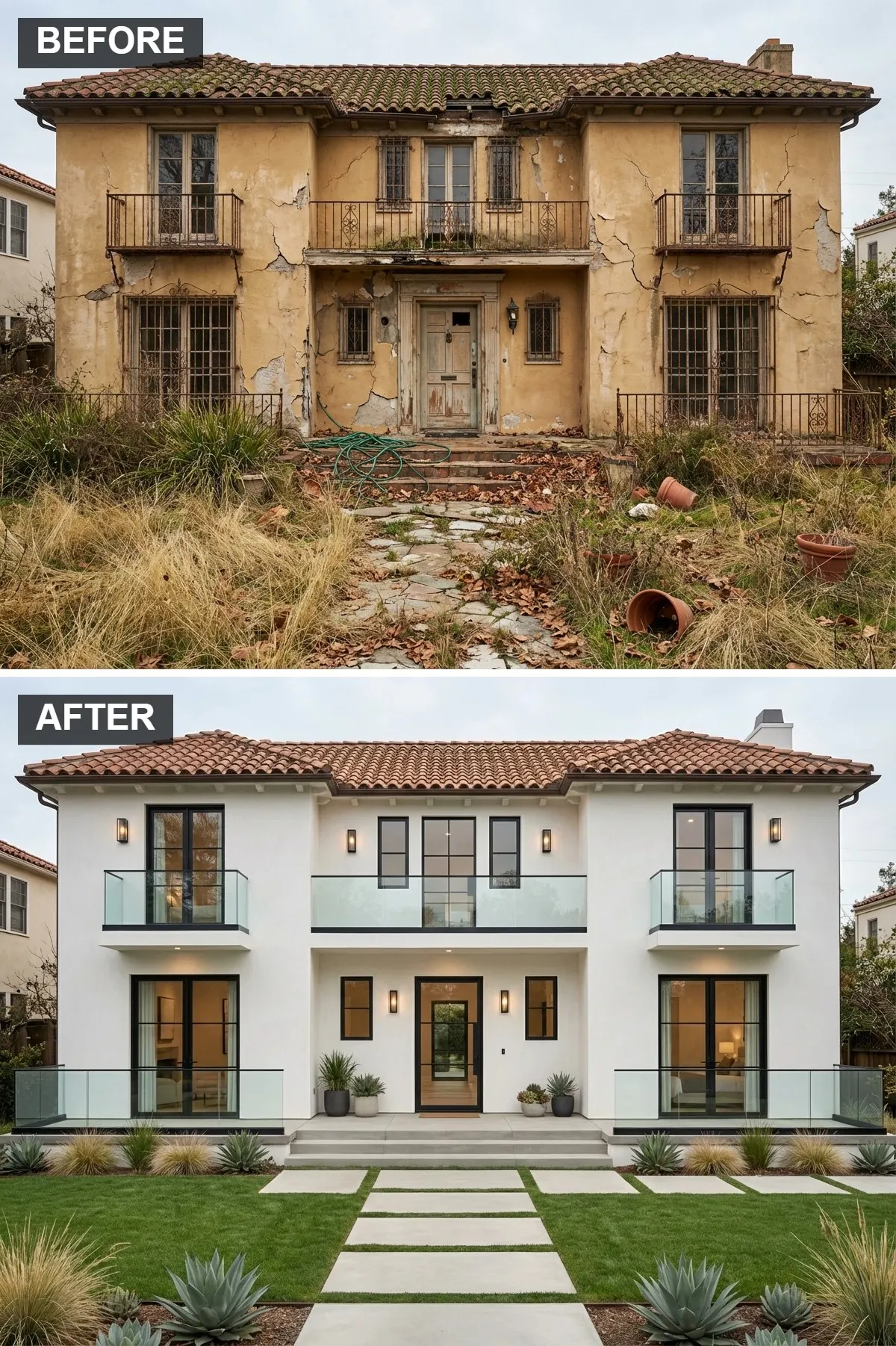 Crisp White with Glass Balconies