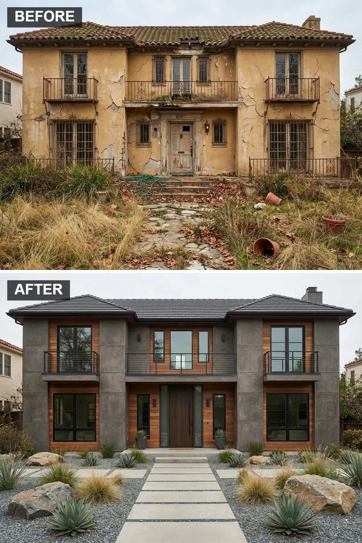 Brutalist-Inspired Concrete & Wood Panels