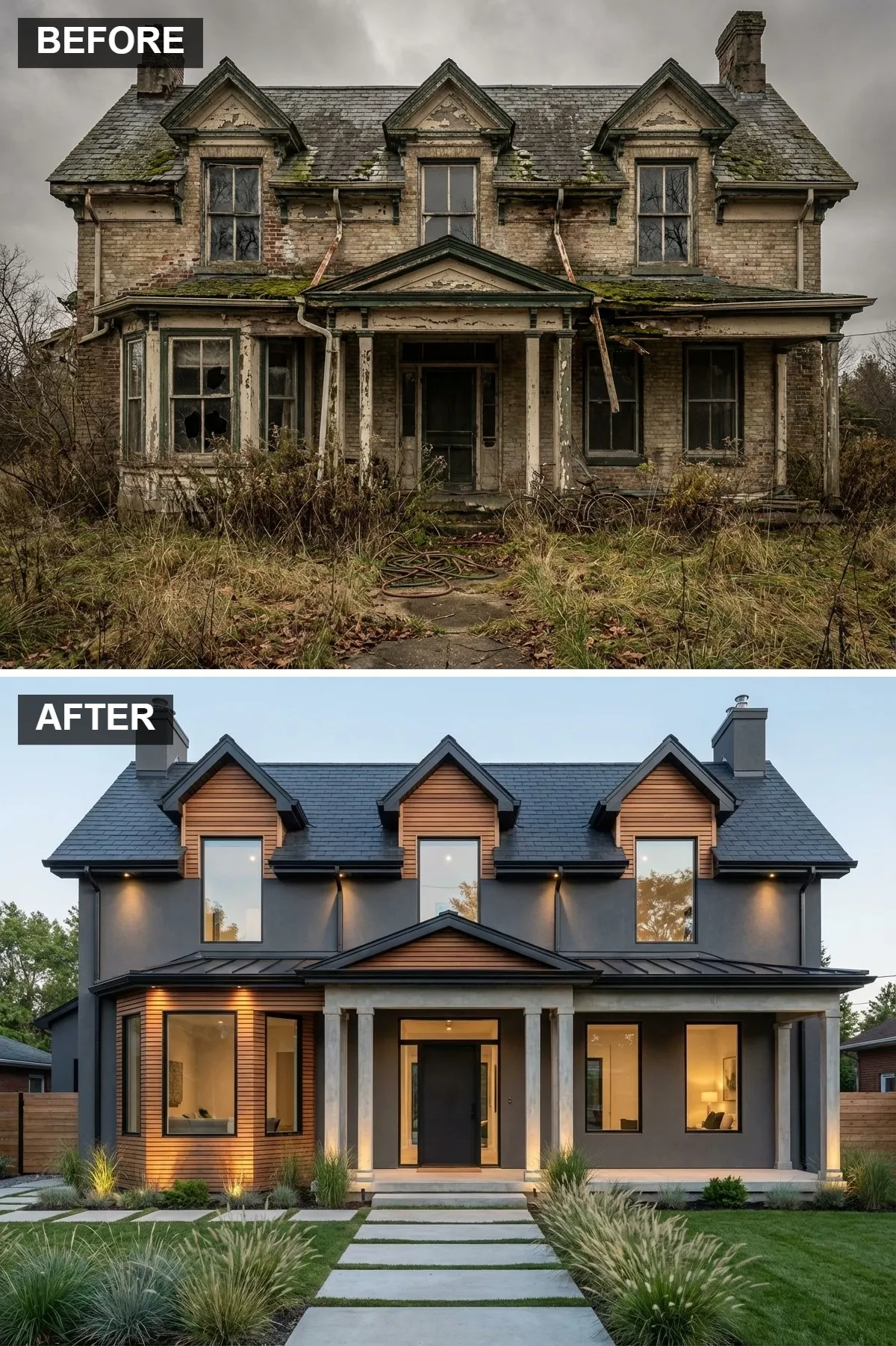 Contemporary Fusion of Wood and Concrete