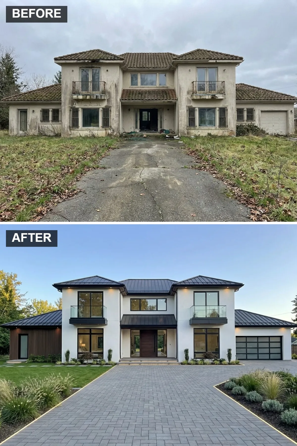 Crisp White and Dark Wood Contrast