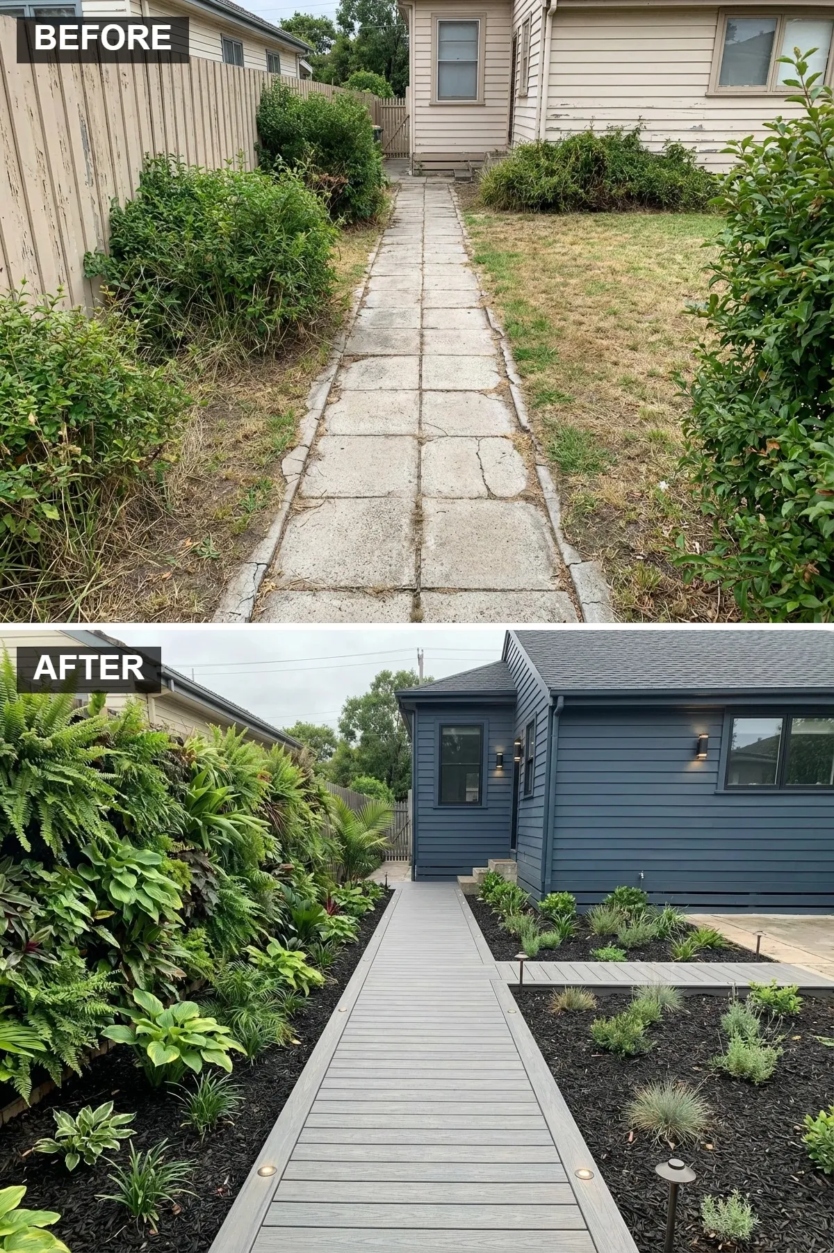 Minimalist Composite Boardwalk with a Vertical Garden