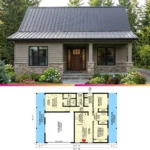 Efficient 2 Bed Modern Cottage Floor Plan (1,098 sq ft)