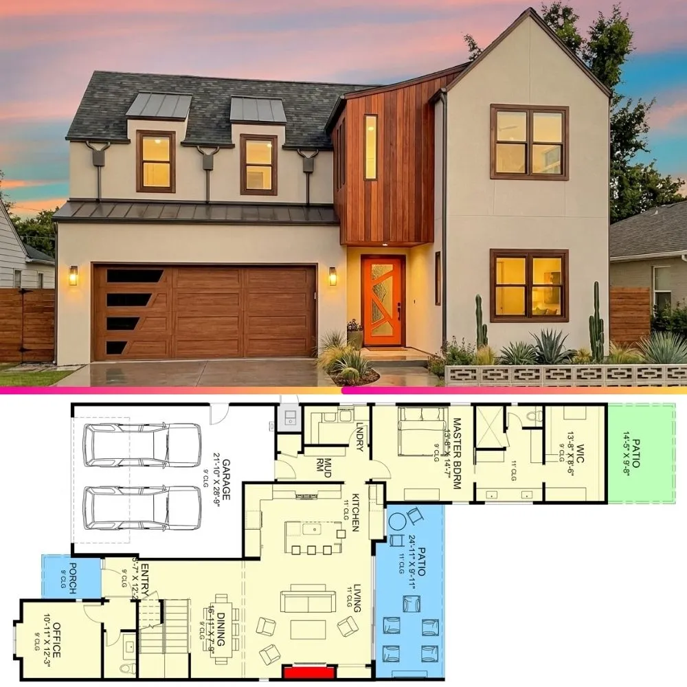 Transitional Scandinavian Home: Modern Facade & Floor Plan