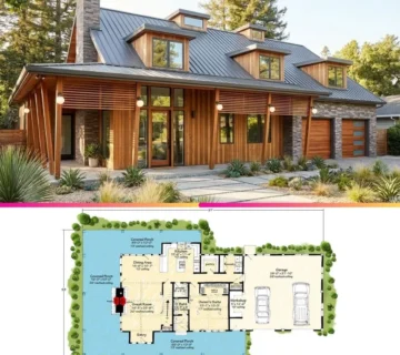 Modern Barndominium Plan with Massive Wrap Around Porch & Workshop