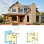 2 Story Modern Farmhouse Plan with Wrap Around Porch