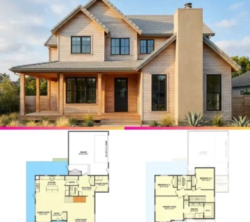 2 Story Modern Farmhouse Plan with Wrap Around Porch