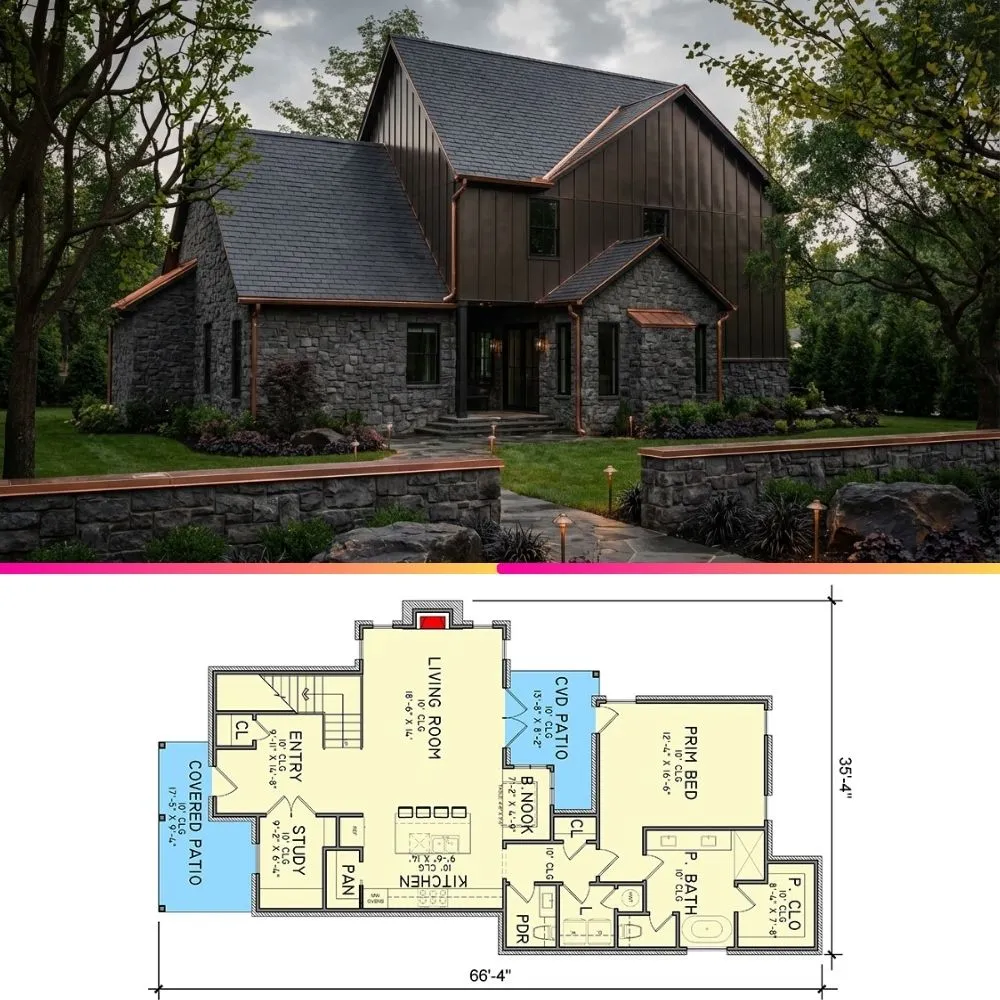 Flexible Modern Farmhouse Plan | 2 Story, 3 4 Beds