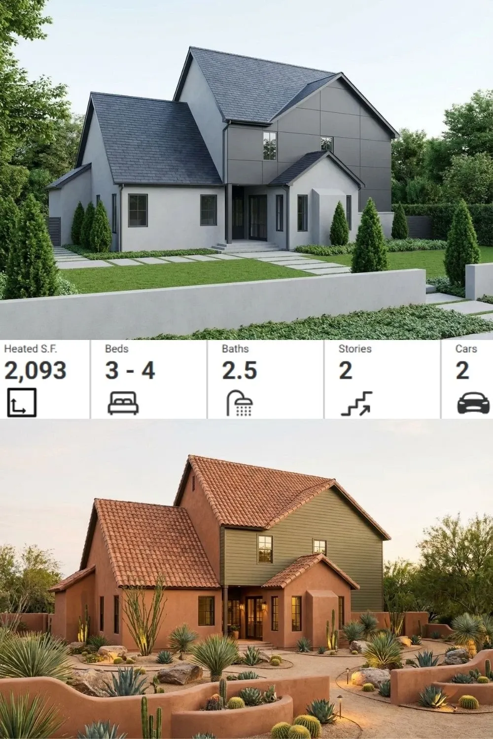 Modern Farmhouse Facade & Floor Plan Metrics