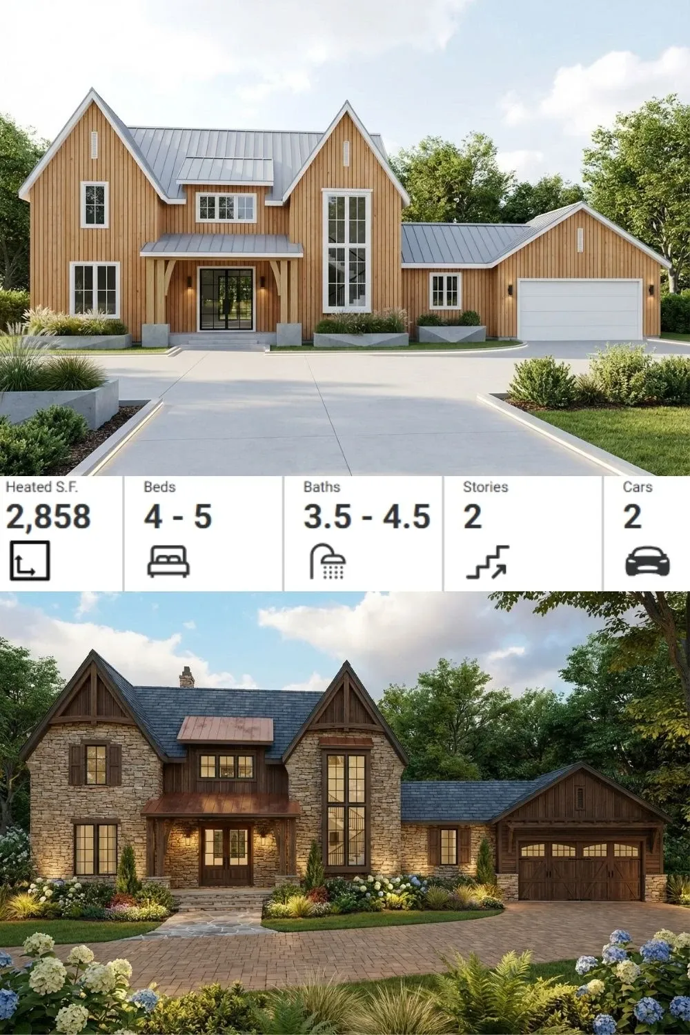 Wood vs. Stone Exterior: Modern Farmhouse Impressions