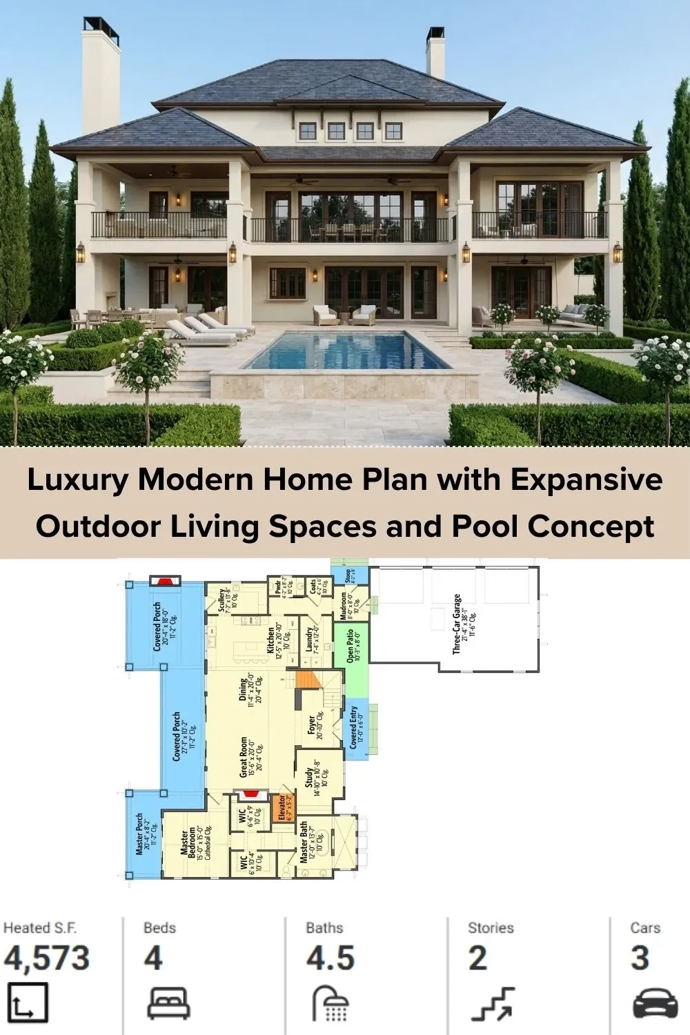 Luxury Modern Farmhouse Plan with Expansive Porches