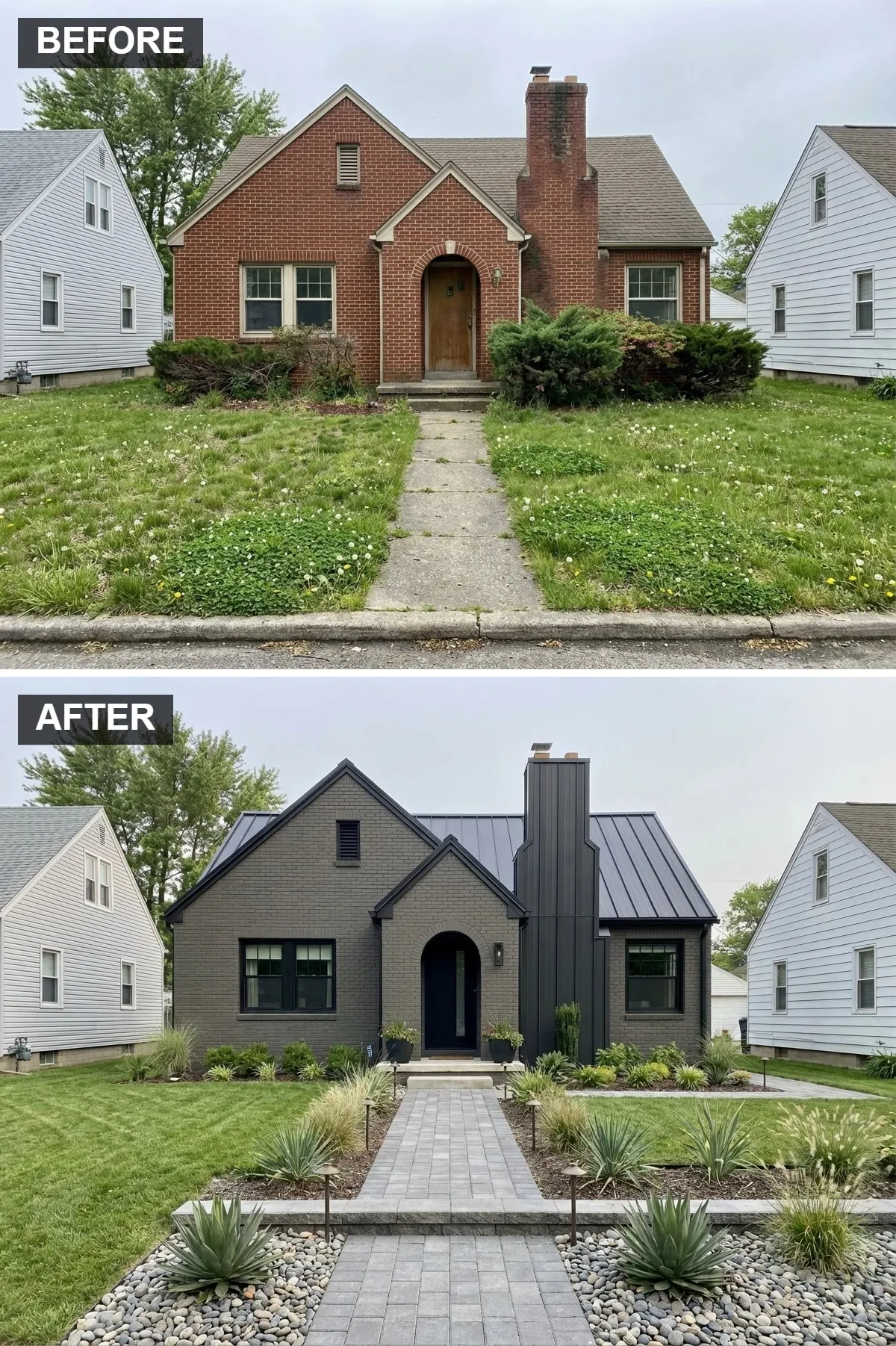 Moody and Modern Black Brick Makeover