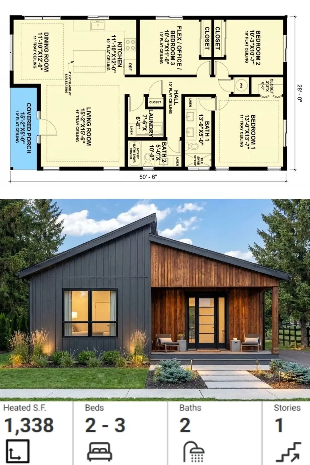 Contemporary Home with Dark Siding and Wood Accents