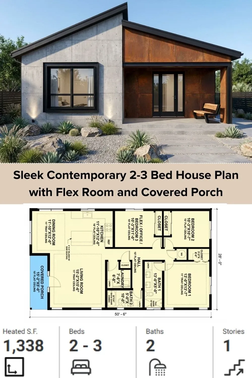 Industrial Modern House Plan with Concrete and Steel Facade