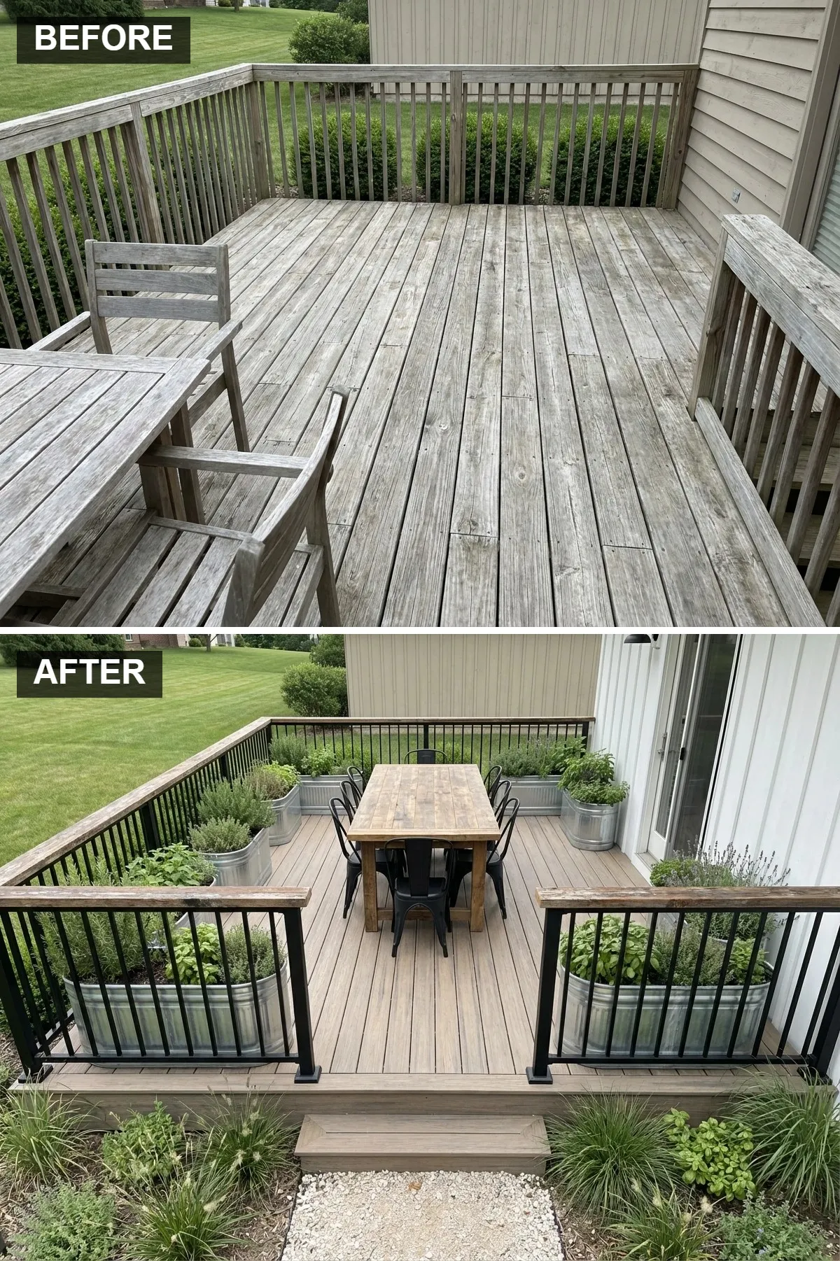 Rustic-Industrial Herb Garden Deck