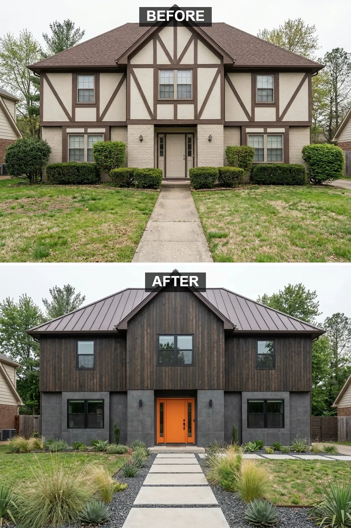 Rustic Edge: Charred Wood and a Pop of Color