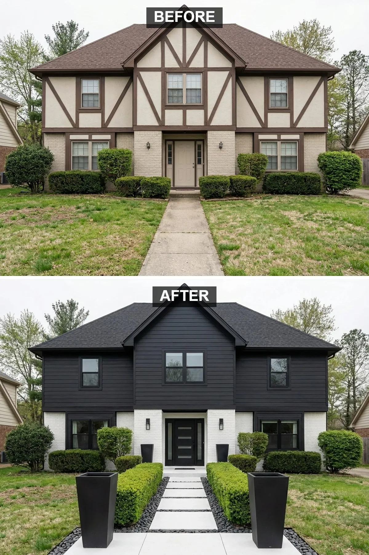Graphic Impact: High-Contrast Black Siding